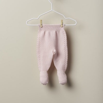 Calças com pé tricotadas em algodão orgânico | ORGANIC BABY