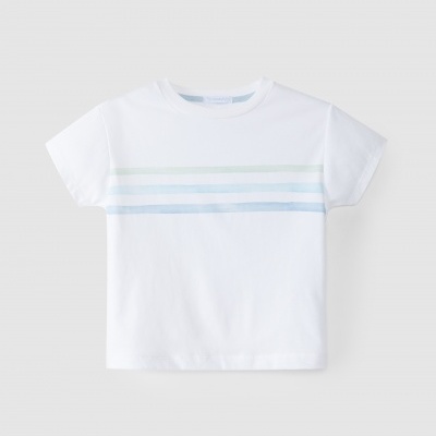 T-shirt riscas aguarela