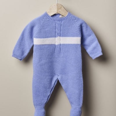 Babygrow com risca pérola tricotado em lã | LOVE IN WINTER DAYS