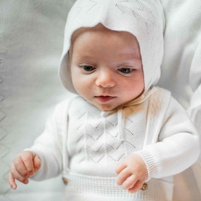 Calças com alças tricotadas em algodão orgânico | ORGANIC BABY