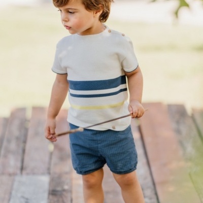 Camisola de manga curta tricotada em algodão | OCEAN