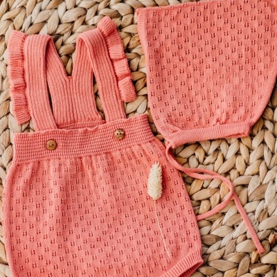 Fofo de alças tricotado em algodão orgânico | OCEAN FLOWER