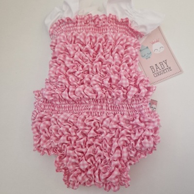 Fato de banho favos rosa e branco