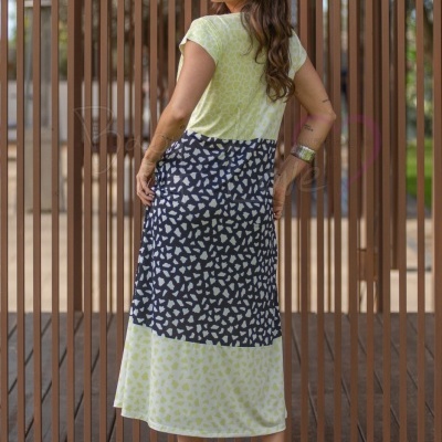 VESTIDO TRICOLOR COM NÓ