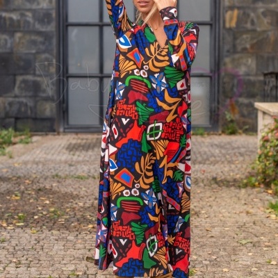 VESTIDO DE MALHA PADRÃO COLORIDO