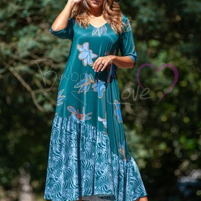 VESTIDO MIDI C/ FOLHO ASSIMÉTRICO