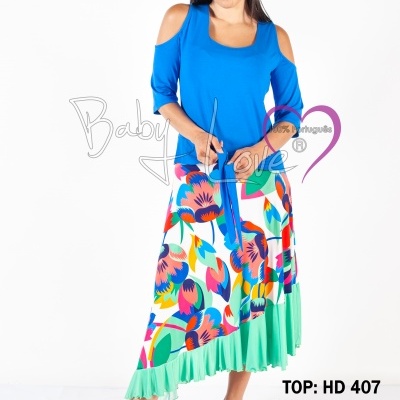 SAIA ASSIMÉTRICA PADRÃO FLORAL