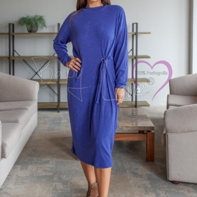 VESTIDO CANELADO C/ ILHÓS