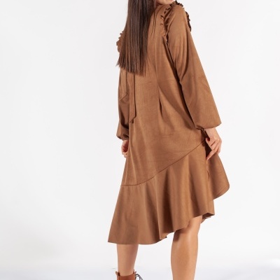 VESTIDO ASSIMÉTRICO EM MALHA SUEDE