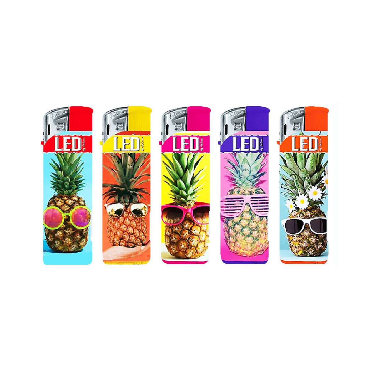 Isqueiros com LED- Ananás- Conjunto de 5