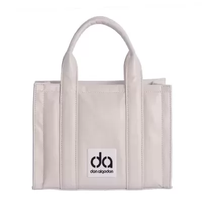 Mala tote bege claro com selo branco 'da don algodón'