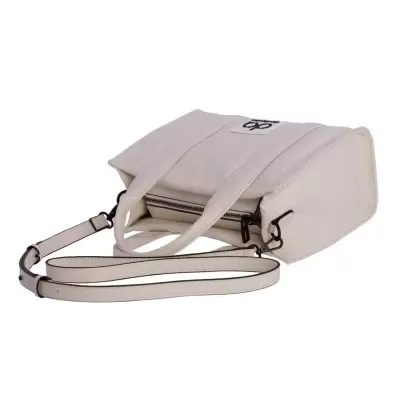 Mala de mão branca com alças e fecho zíper