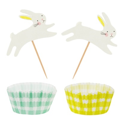 Formas e palitos para cupcakes coelhos
