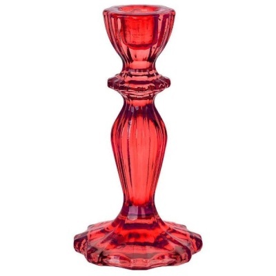 Castiçal de vidro vermelho