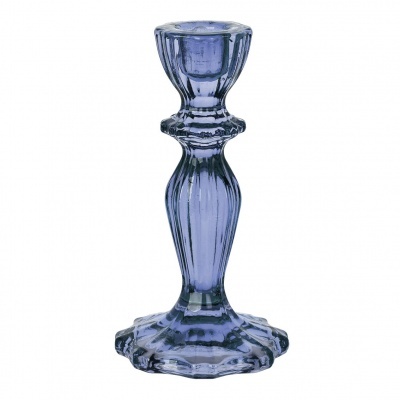 Castiçal de vidro azul