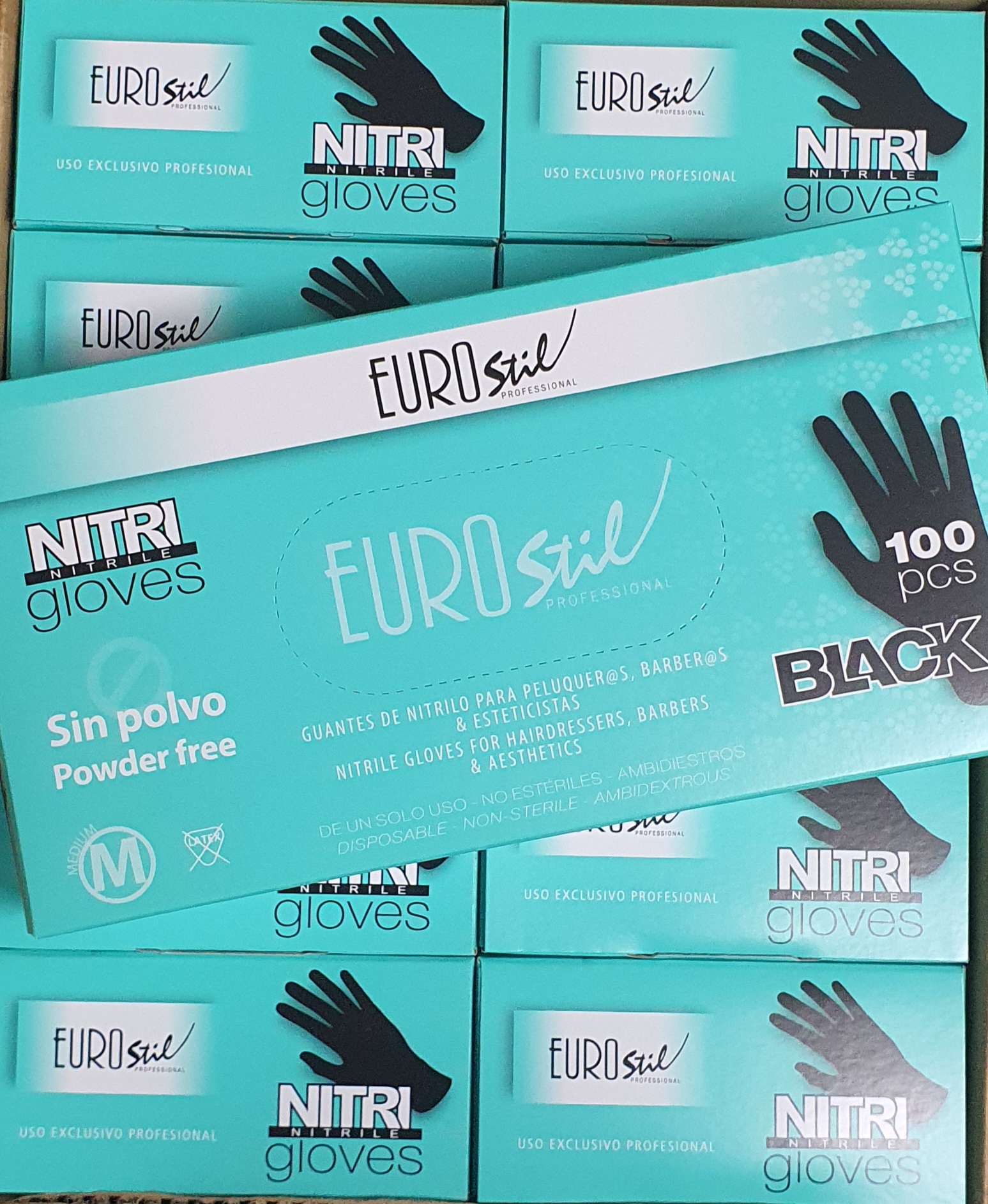 EUROSTIL 100 LUVAS DESCARTAVEIS NITRILO NEGRO SEM PO TAMANHO M  06687