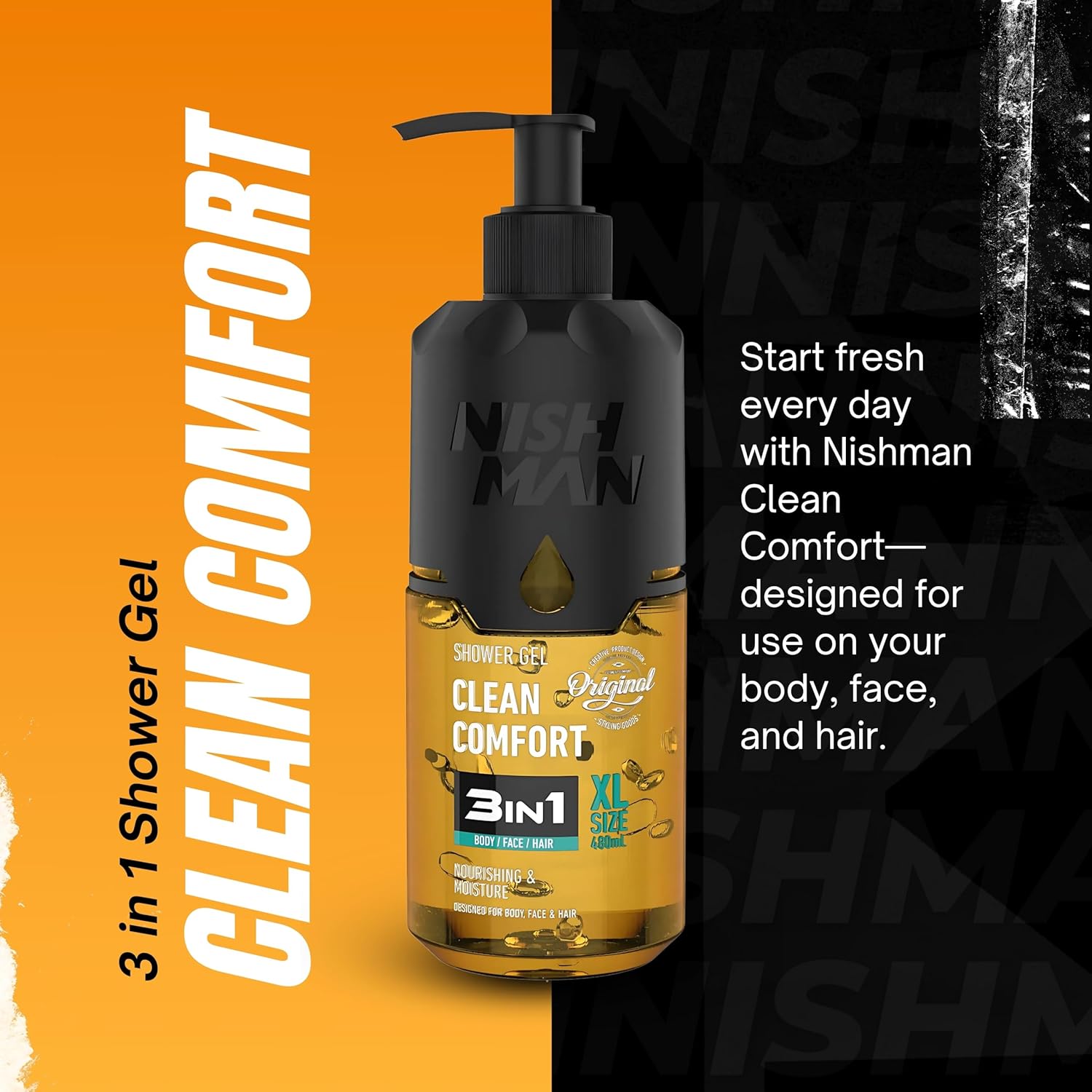 NISHMAN GEL DE BANHO CLEAN CONFORT 480ML NMN-225-CLE