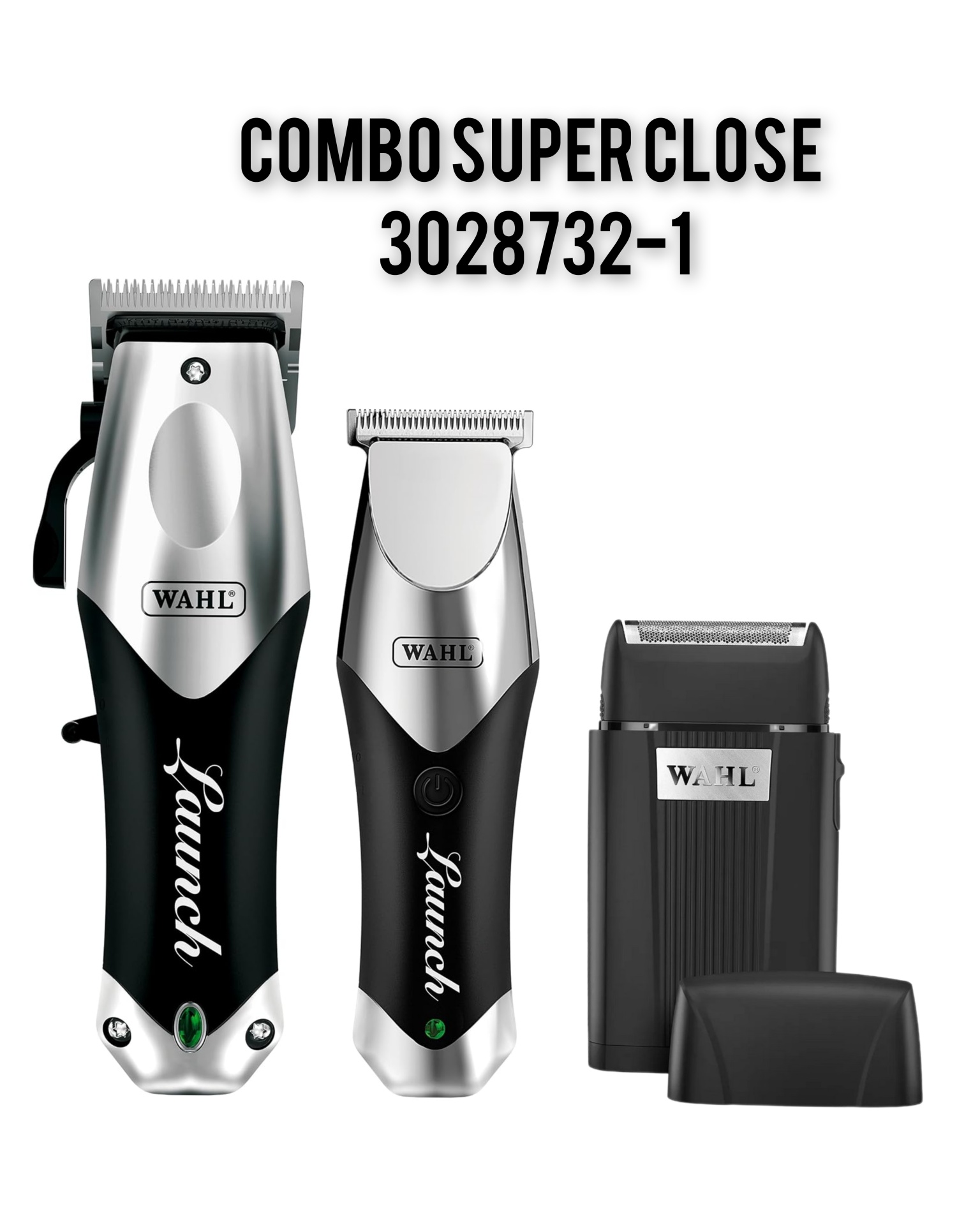 Conjunto de três aparadores de cabelo Wahl Combo Super Close 3028732-1 preto e prata