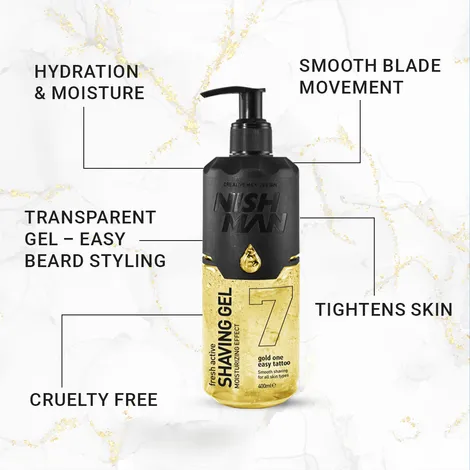 NISHMAN SHAVING GEL DE BARBEAR COM DOSEADOR GOLD OURO N7 400ML  NMN-113-07