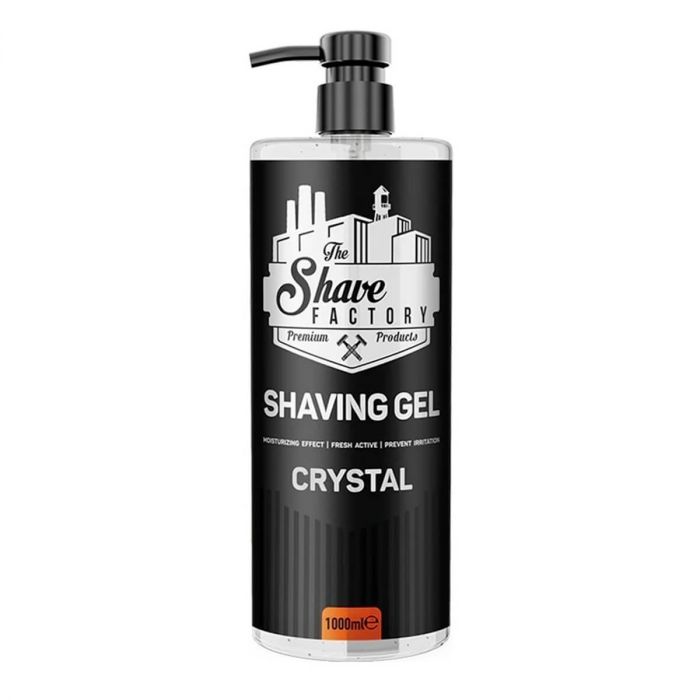 Frasco de gel de barbear The Shave Factory preto com tampa de bomba