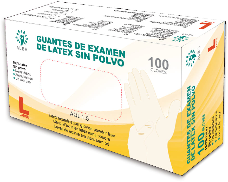 ALBA 100 LUVAS DESCARTAVEIS LATEX SEM TALCO TAMANHO L