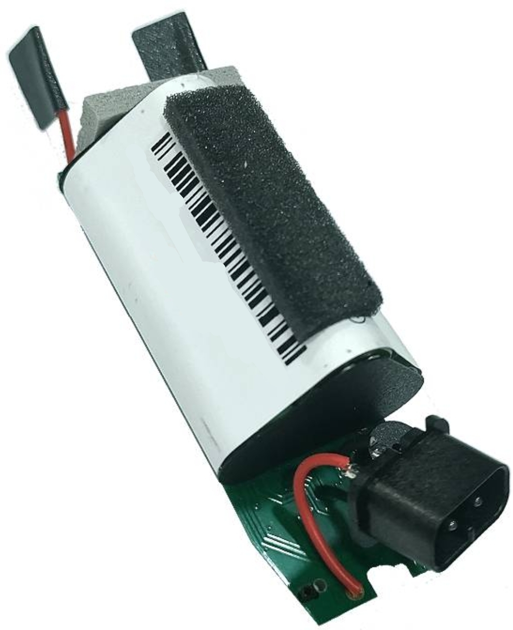 Imagem de bateria recarregável com código de barras e placa de circuito