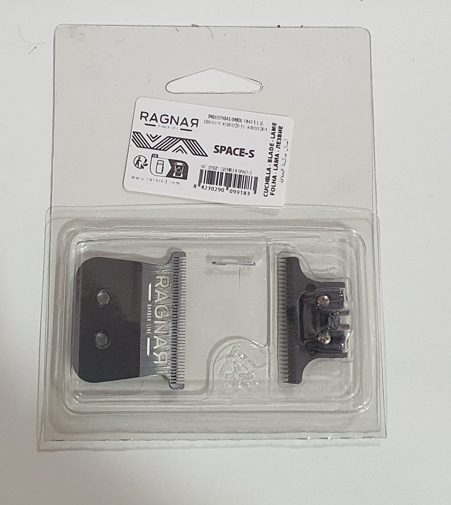 Embalagem transparente com lâminas de máquina de cortar cabelo Ragnaz SPACE-S