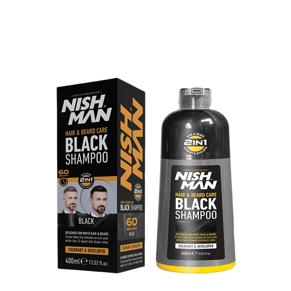 NISHMAN BLACK SHAMPOO CABELO E BARBA PROGRESIVO SEMI-PERMANENTE NMN-194-400