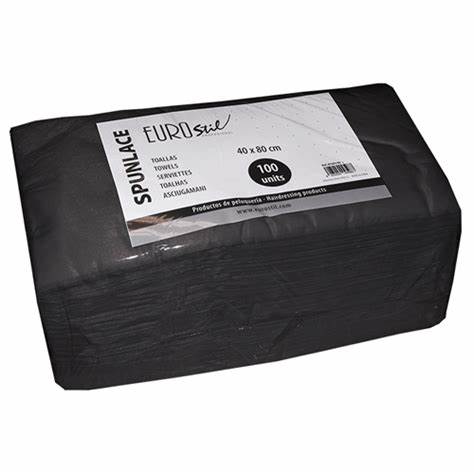 SPUNLANCE TOALHAS DESCARTAVEIS NEGRAS 40X80CM 100 UNIDADES  07301/50