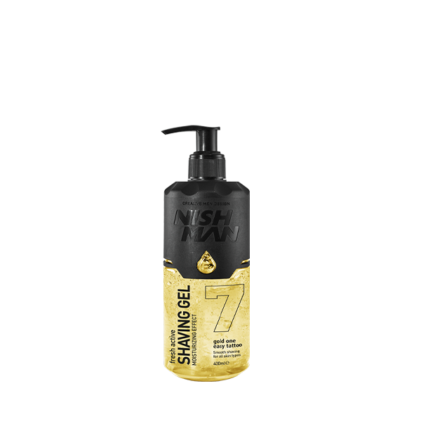 NISHMAN SHAVING GEL DE BARBEAR COM DOSEADOR GOLD OURO N7 400ML  NMN-113-07