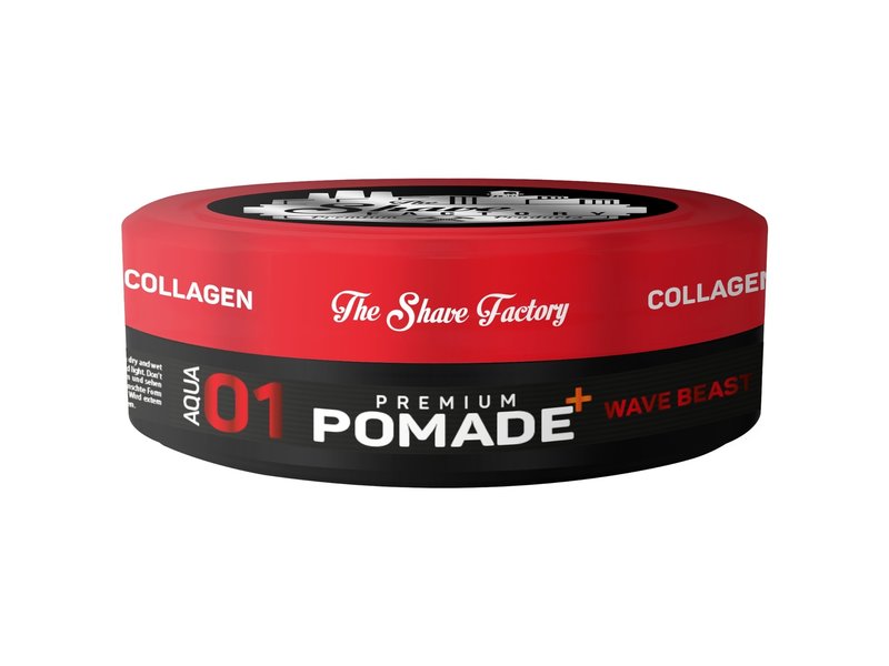 Pomada The Shave Factory embalagem redonda vermelha e preta