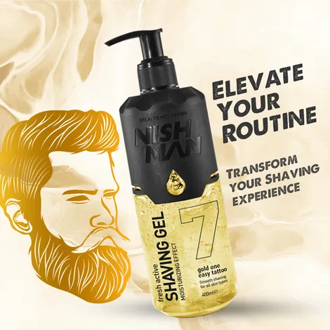 NISHMAN SHAVING GEL DE BARBEAR COM DOSEADOR GOLD OURO N7 400ML  NMN-113-07