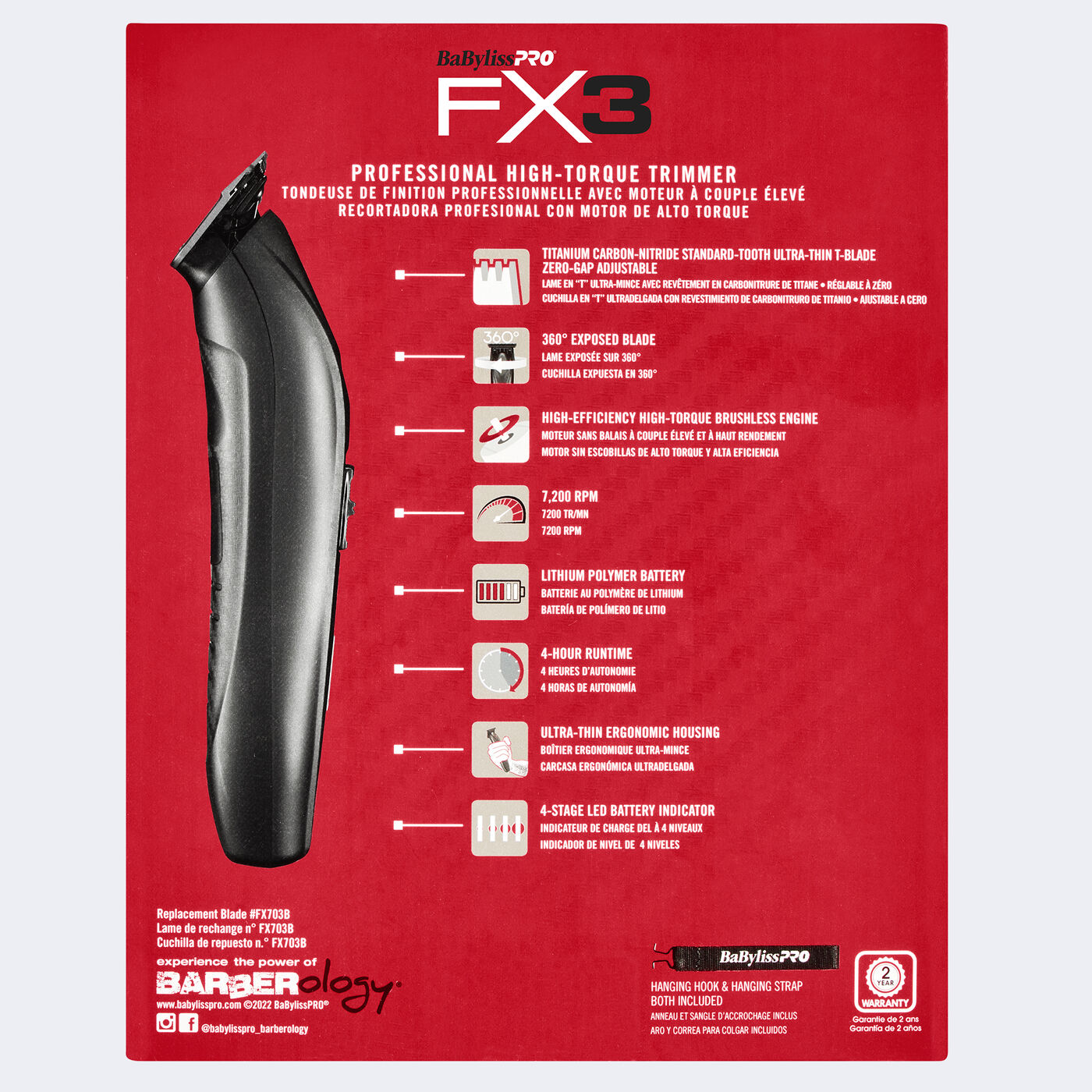 BABYLISS PRO FX3  CONTORNOS TRIMMER BLACK FXX3TBE