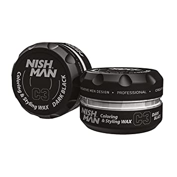 Pote preto de cera para cabelo Nish Man C3 Dark Black