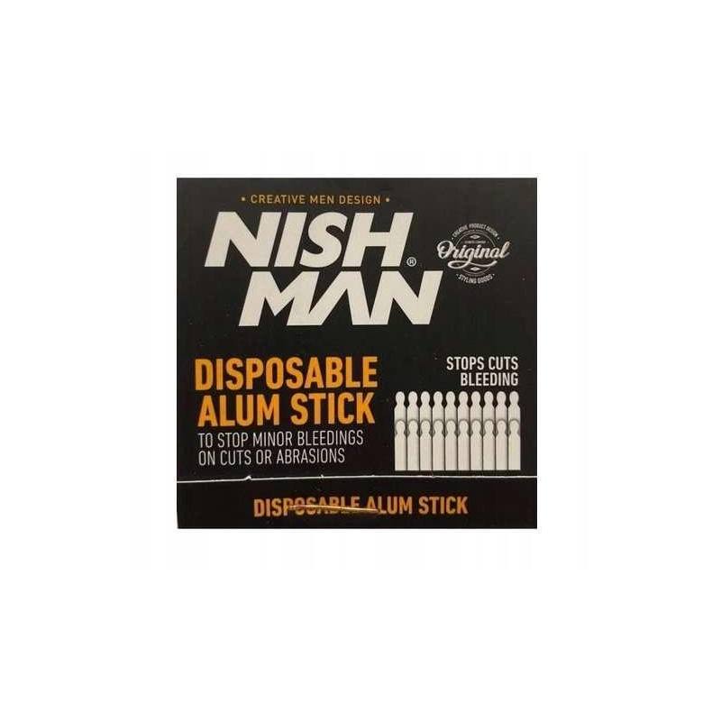 Embalagem preta do produto NISH MAN Disposable Alum Stick para parar sangramentos