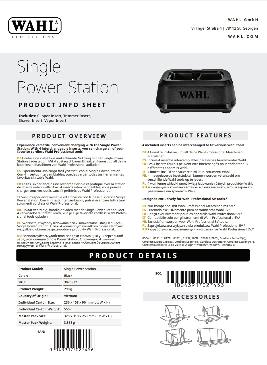 WAHL SINGLE POWER STATION BASE 3026872