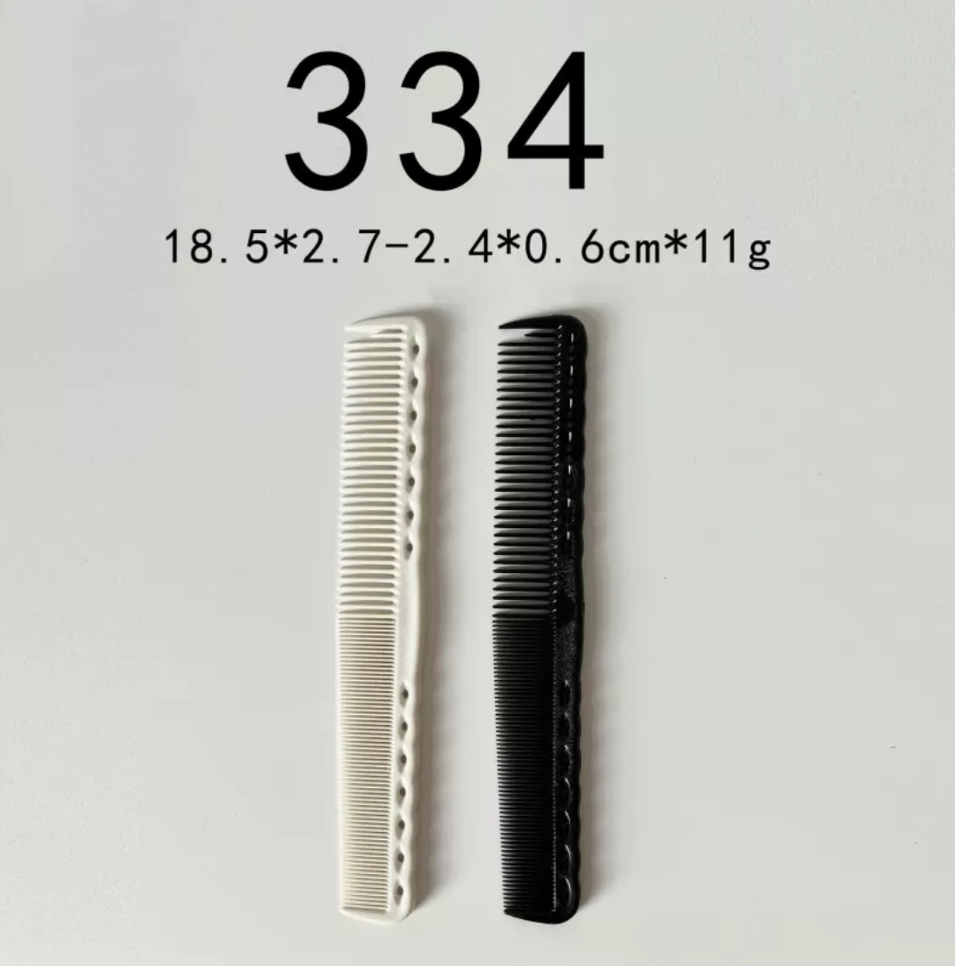 Dois pentes, um branco e um preto, medindo 18.5x2.7-2.4x0.6 cm, com texto 334 e medidas acima