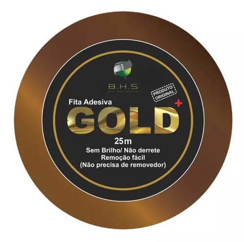 BHS FITA GOLD SEM BRILHO NÃO DERRETE FACIL REMOÇÃO  25 Mts X 2cm  0039