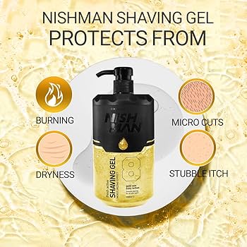 NISHMAN SHAVING GEL DE BARBEAR COM DOSEADOR GOLD OURO N8 1000ML  NMN-114-08
