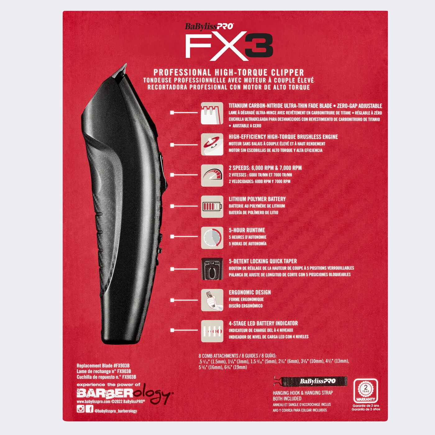 BABYLISS PRO FX3 CORTE CLIPPER BLACK FXX3CBE