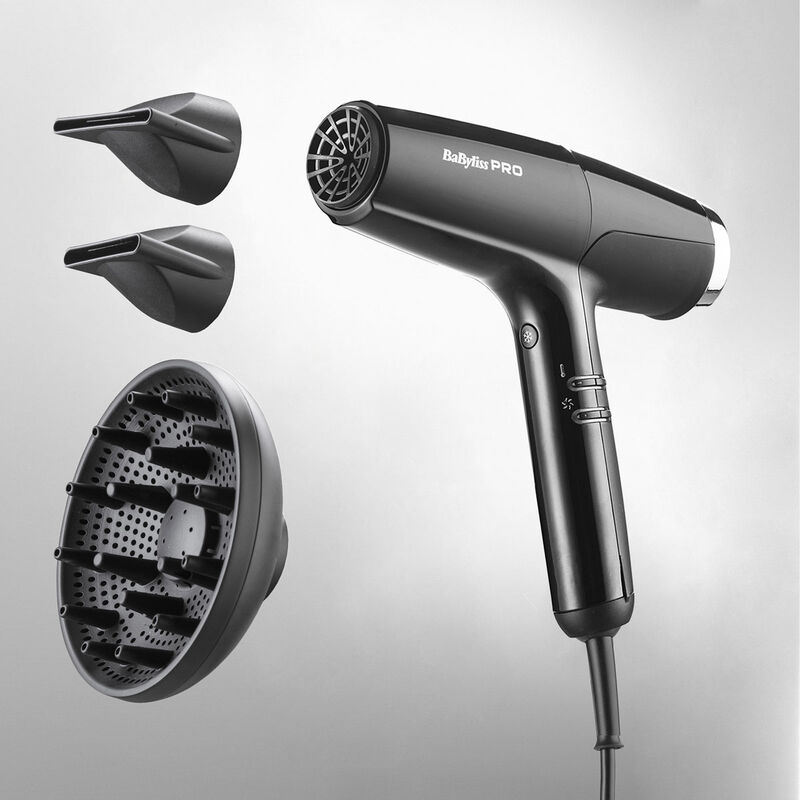 Secador de cabelo BaByliss PRO preto com acessórios