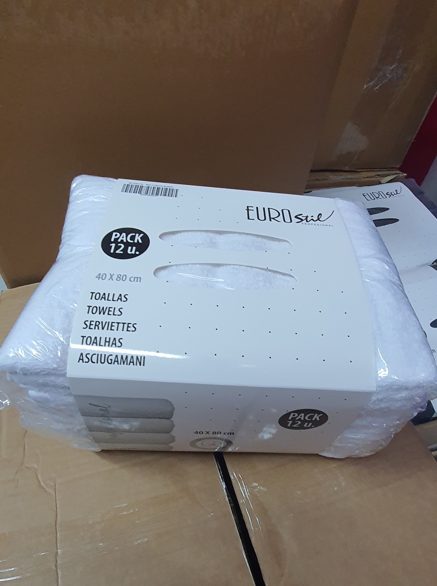 EUROSTIL PACK 12 TOALHAS 100% ALGODAO BRANCA 40X80cm  380GRS  02947/58