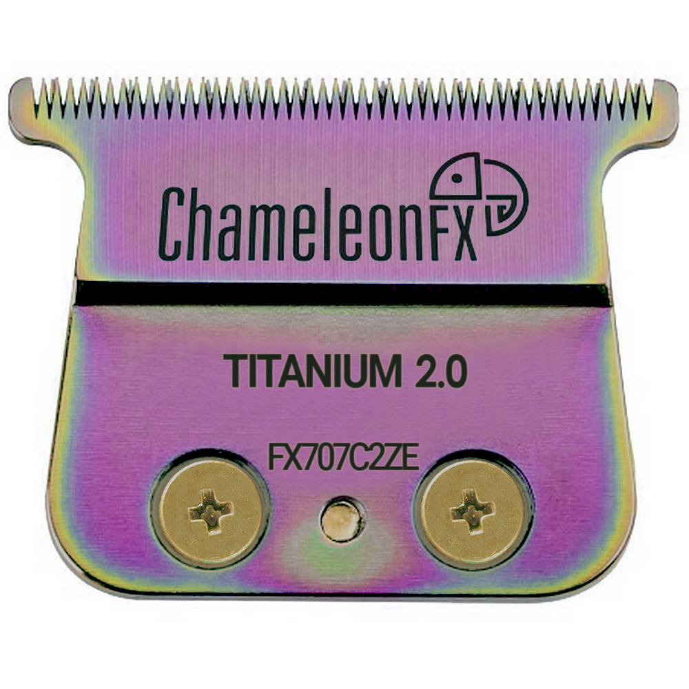 Cabeça de máquina de corte metálica multicolorida com texto Chameleon FX Titanium 2.0