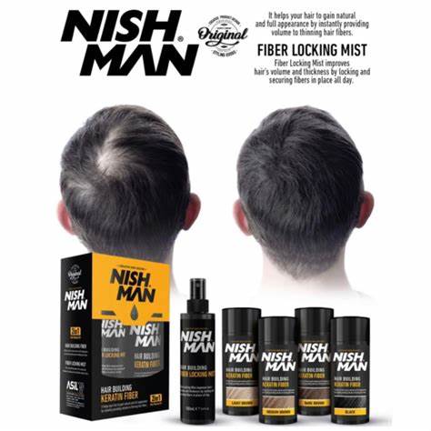 NISHMAN KERATIN FIBERS BLACK / PRETO + SPRAY FIXADOR NMN-160-BLA