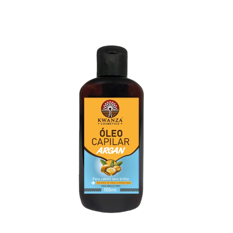 Frasco de óleo capilar Argan da Kwanza Cosmetics