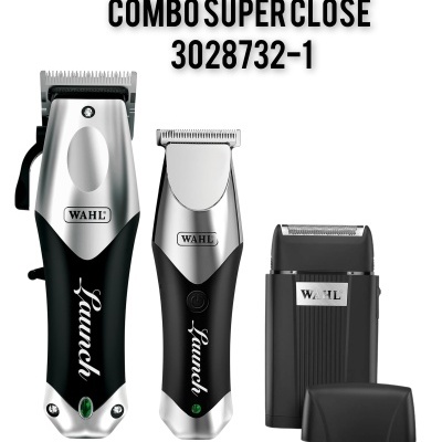 Conjunto de três aparadores de cabelo Wahl Combo Super Close 3028732-1 preto e prata