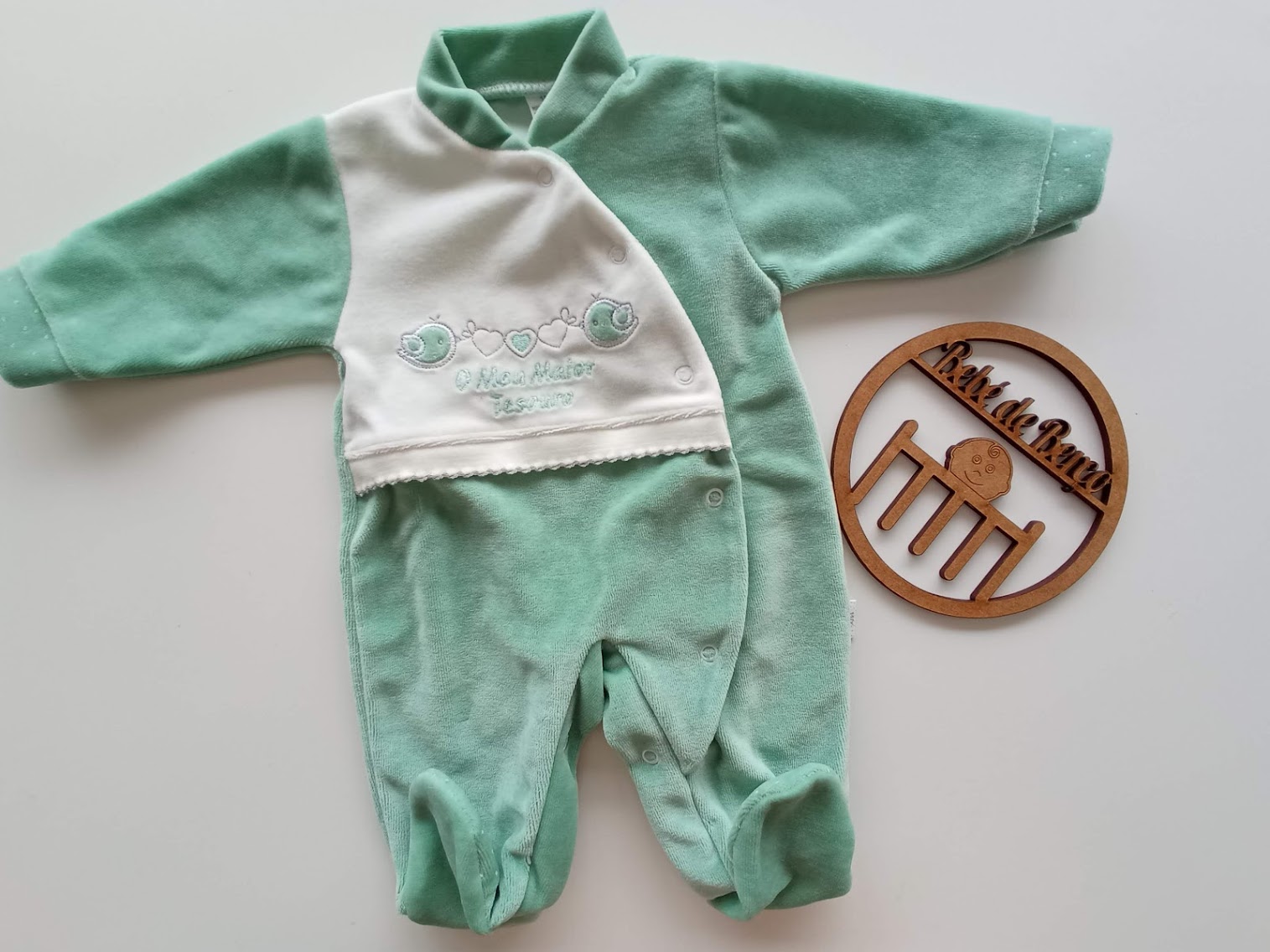 Babygrow Veludo  Passarinhos " O meu maior tesouro"