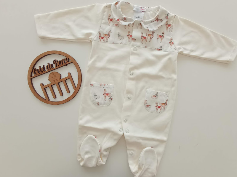 Pack / Conjunto de Algodão Tema Lama - tam 1 mês