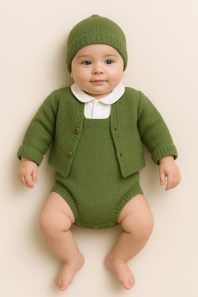 Fofo de Malha Natural com Casaco e Gorro