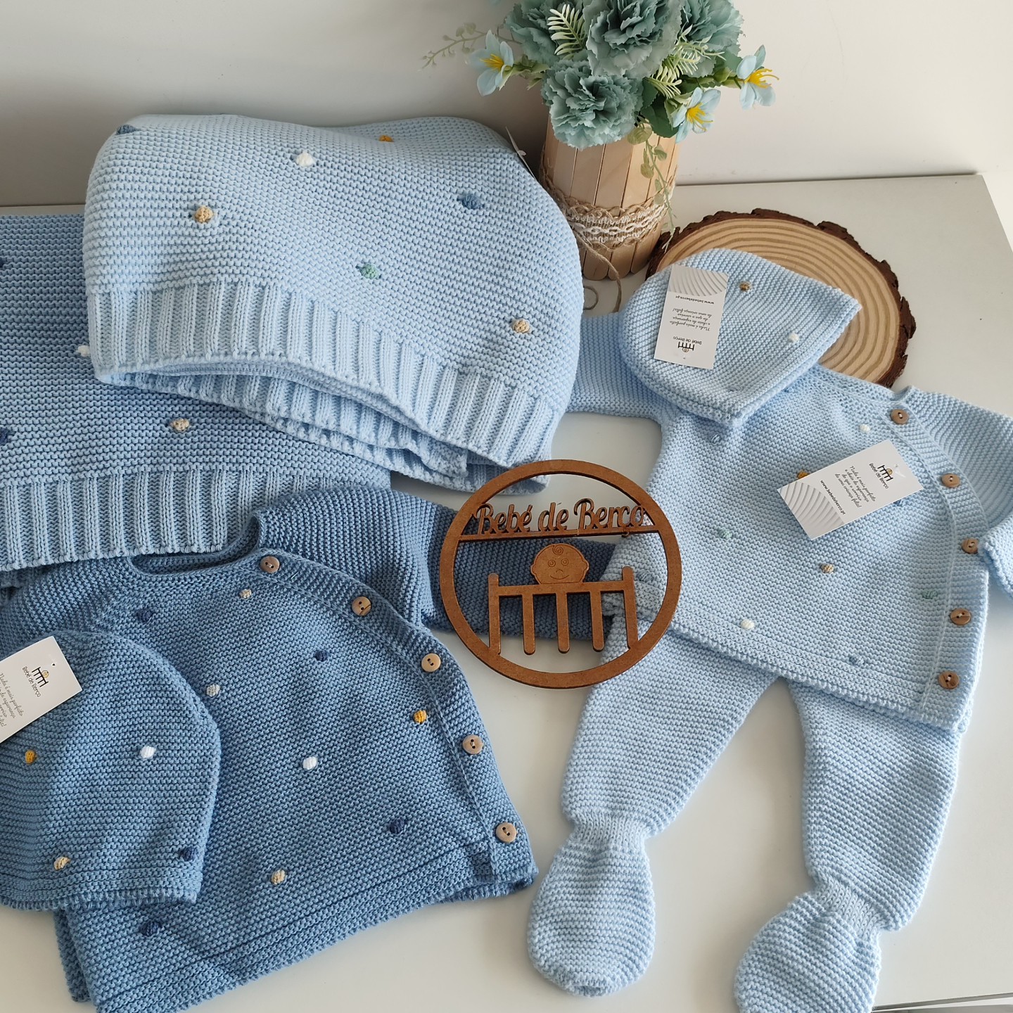 Conjunto de Malha 3 Peças com Gorro